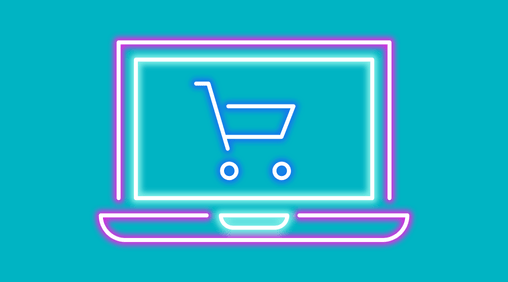 Produkte online verkaufen: Symbol Einkaufswagen Laptop